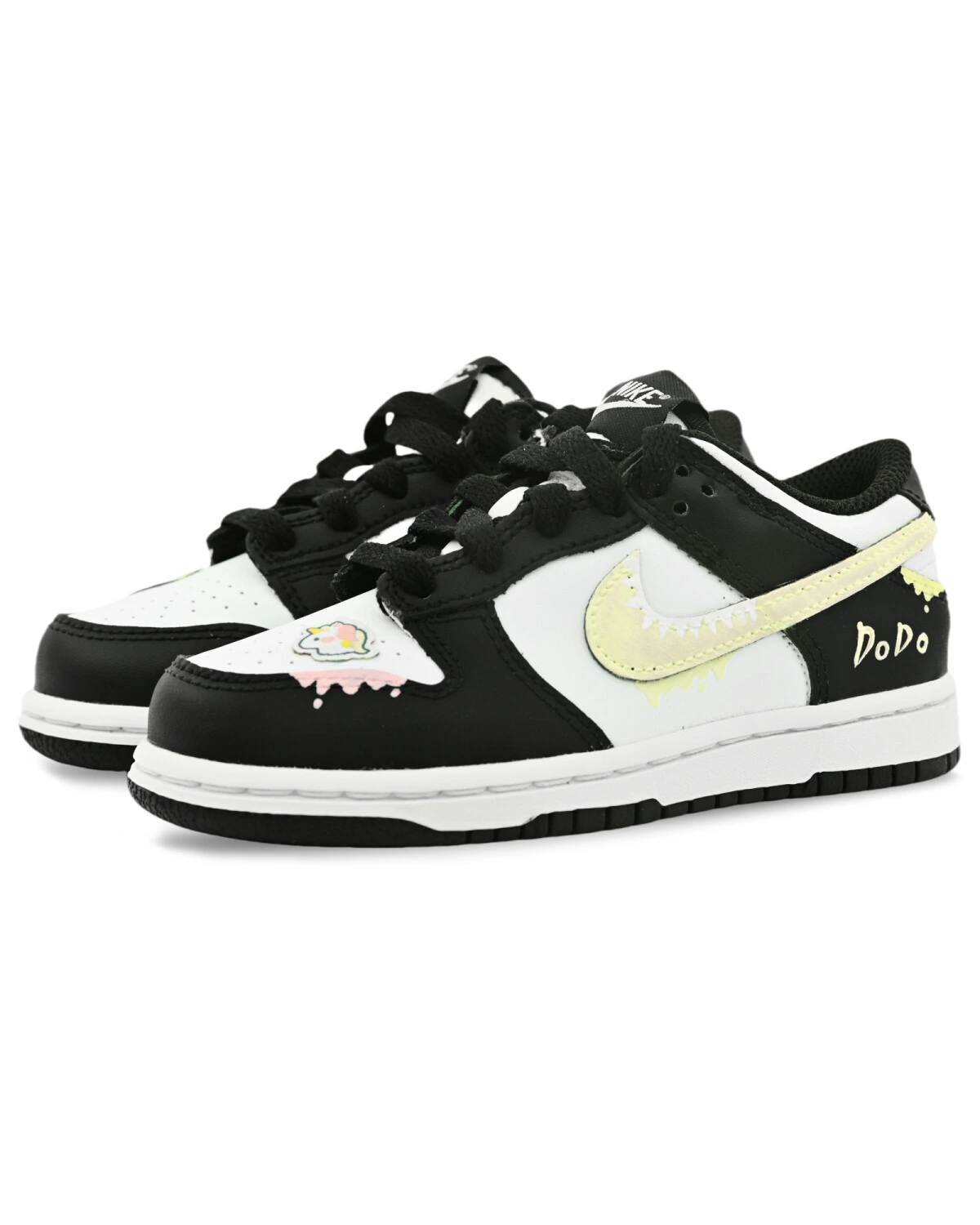 Nike Dunk White/Black детские кроссовки с ручной росписью черно-белые картинка