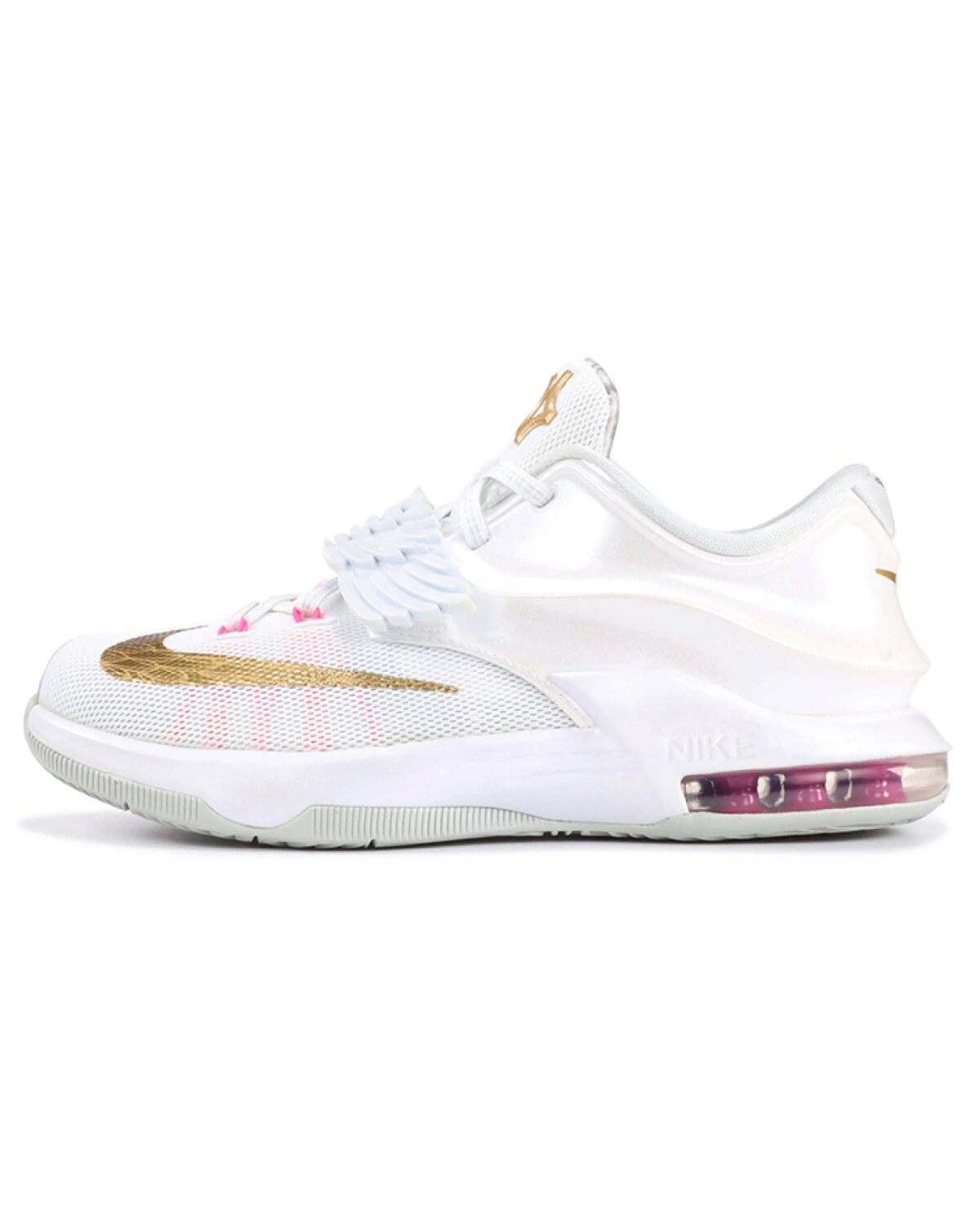 Nike KD 7 Aunt Pearl детские баскетбольные кроссовки белые с золотыми акцентами картинка