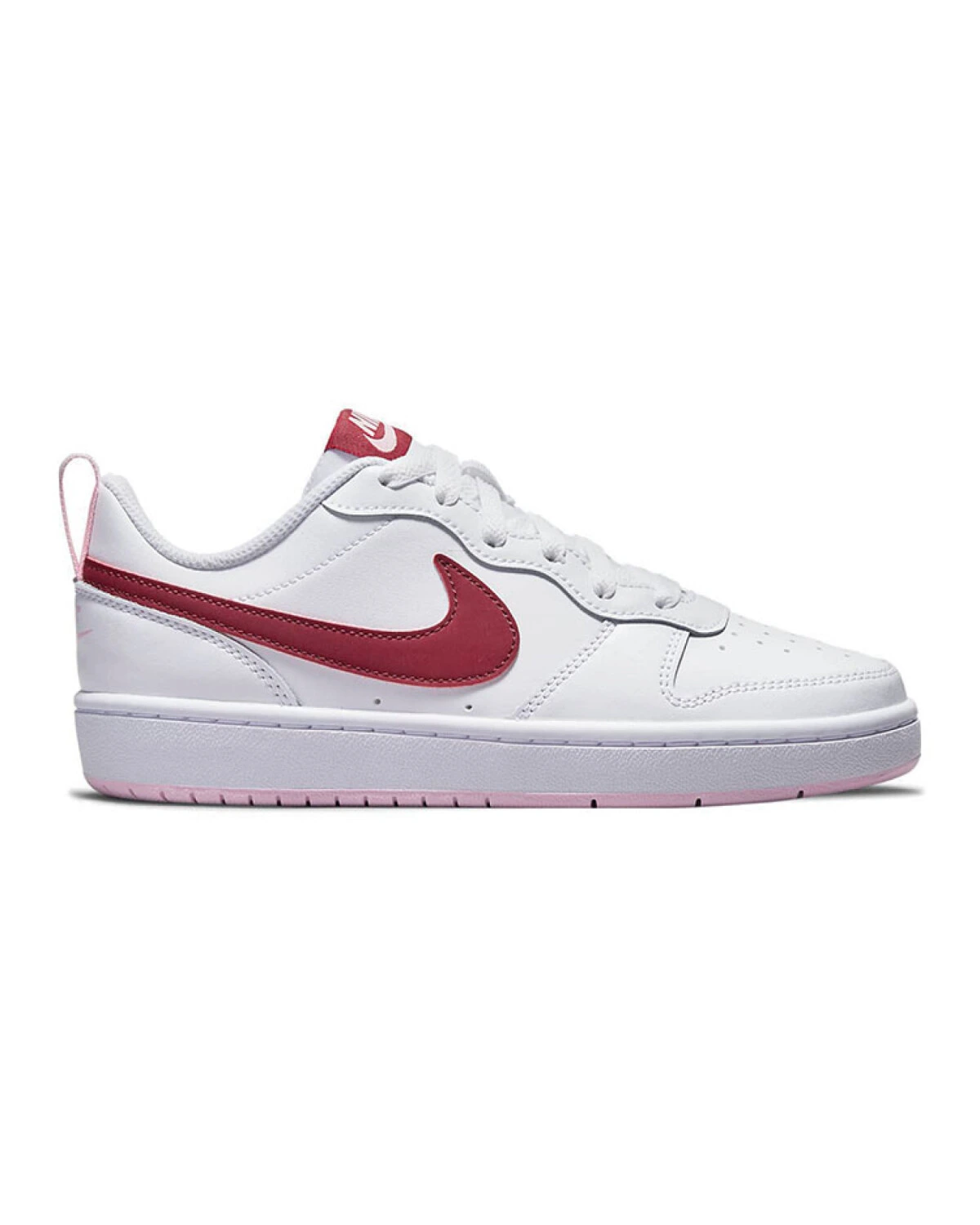 Nike Court Borough 2 Low детские кроссовки кожаные бело-красно-розовые картинка