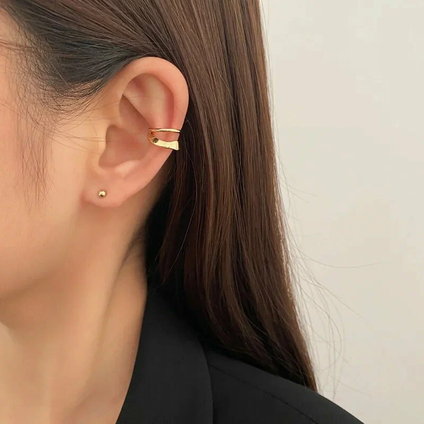 Парные двойные клипсы без прокола (Золото) картинка