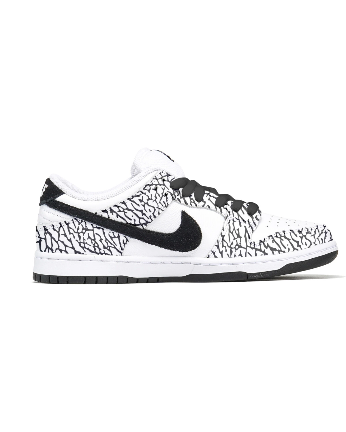 Nike Dunk SB LOW PRO 'White Suede/Black' унисекс кроссовки с принтом из замши картинка