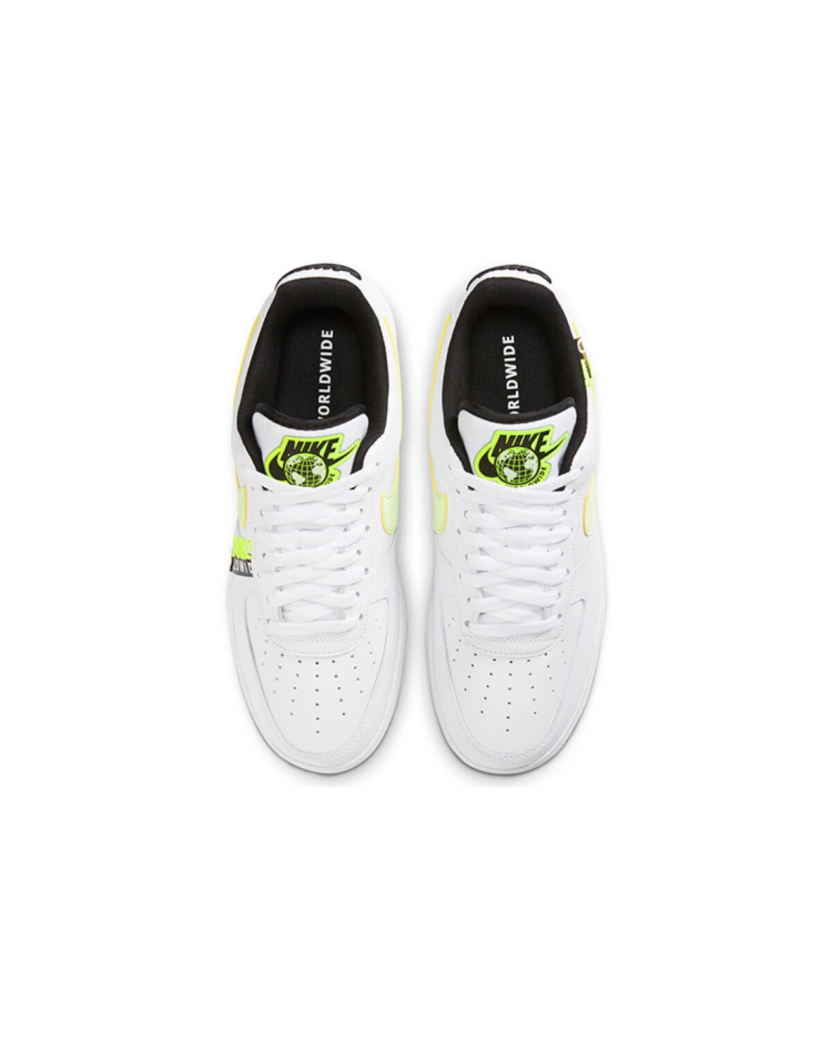 Nike Air Force 1 unisex повседневные кроссовки белые с флуоресцентно-зеленым картинка