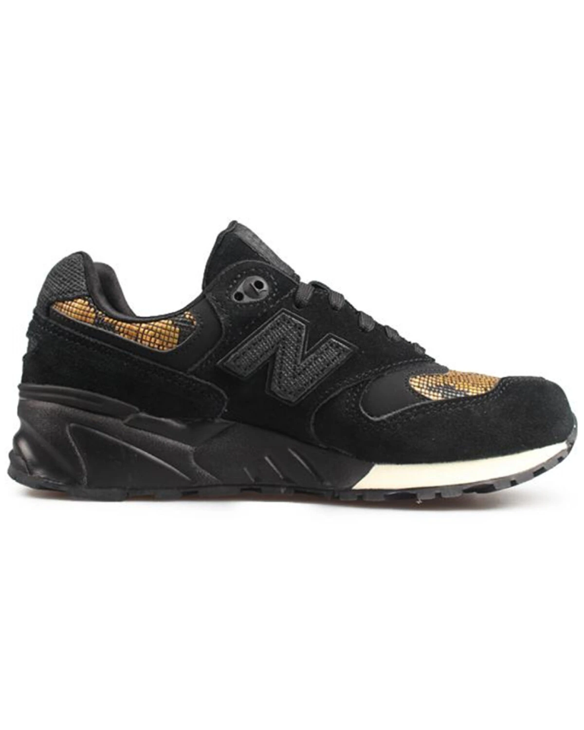 New Balance NB 999 женские кроссовки чёрно-жёлтые из кожи и нейлона картинка
