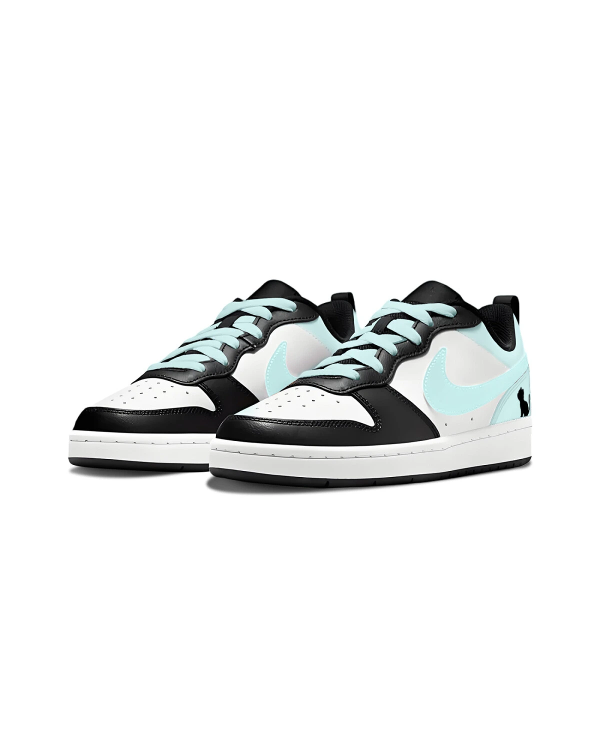 Nike Court Borough Low 2 детские кроссовки голубо-черные картинка