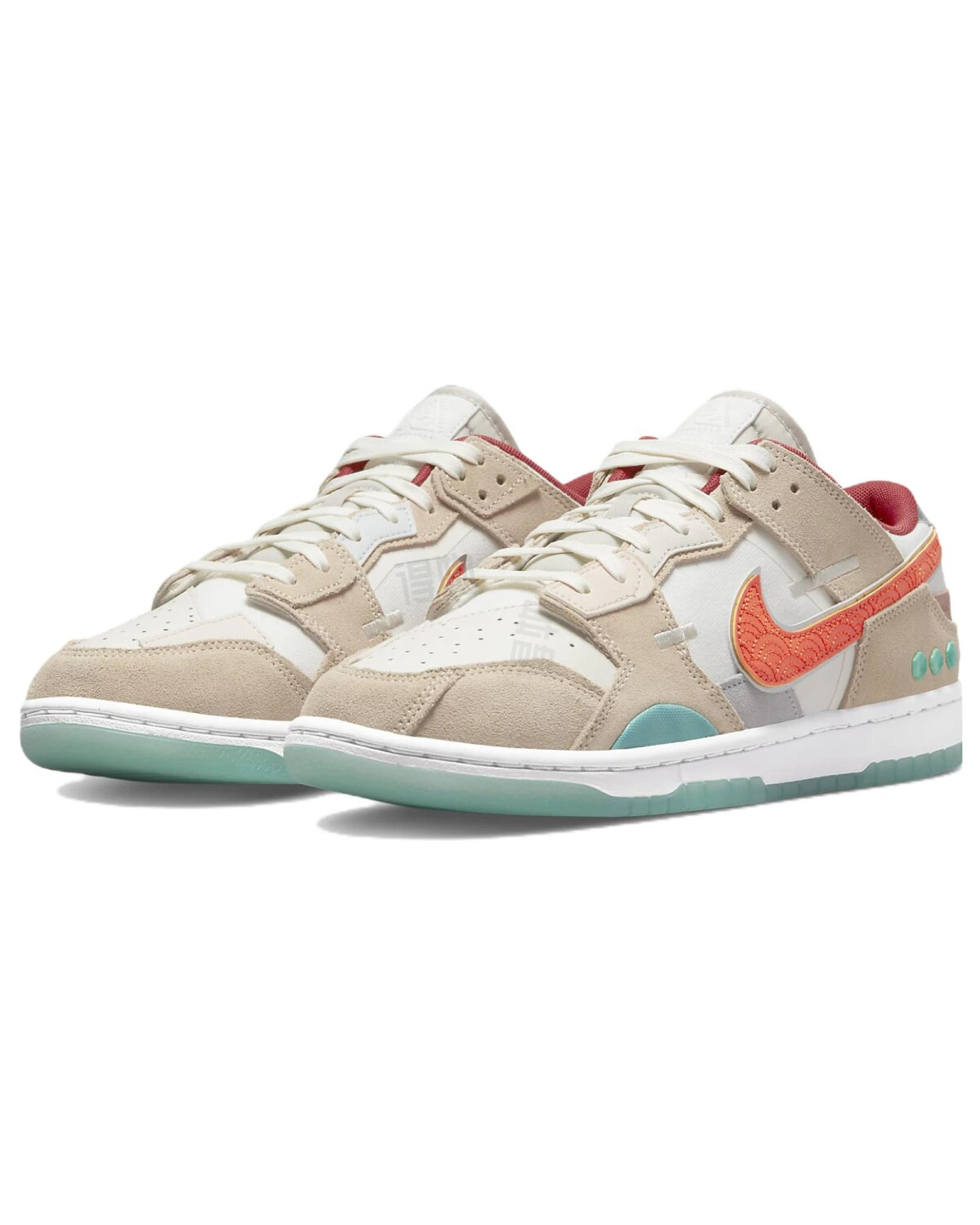 Nike Dunk Scrap Shapeless мужские кроссовки бело-оранжевые с синим картинка