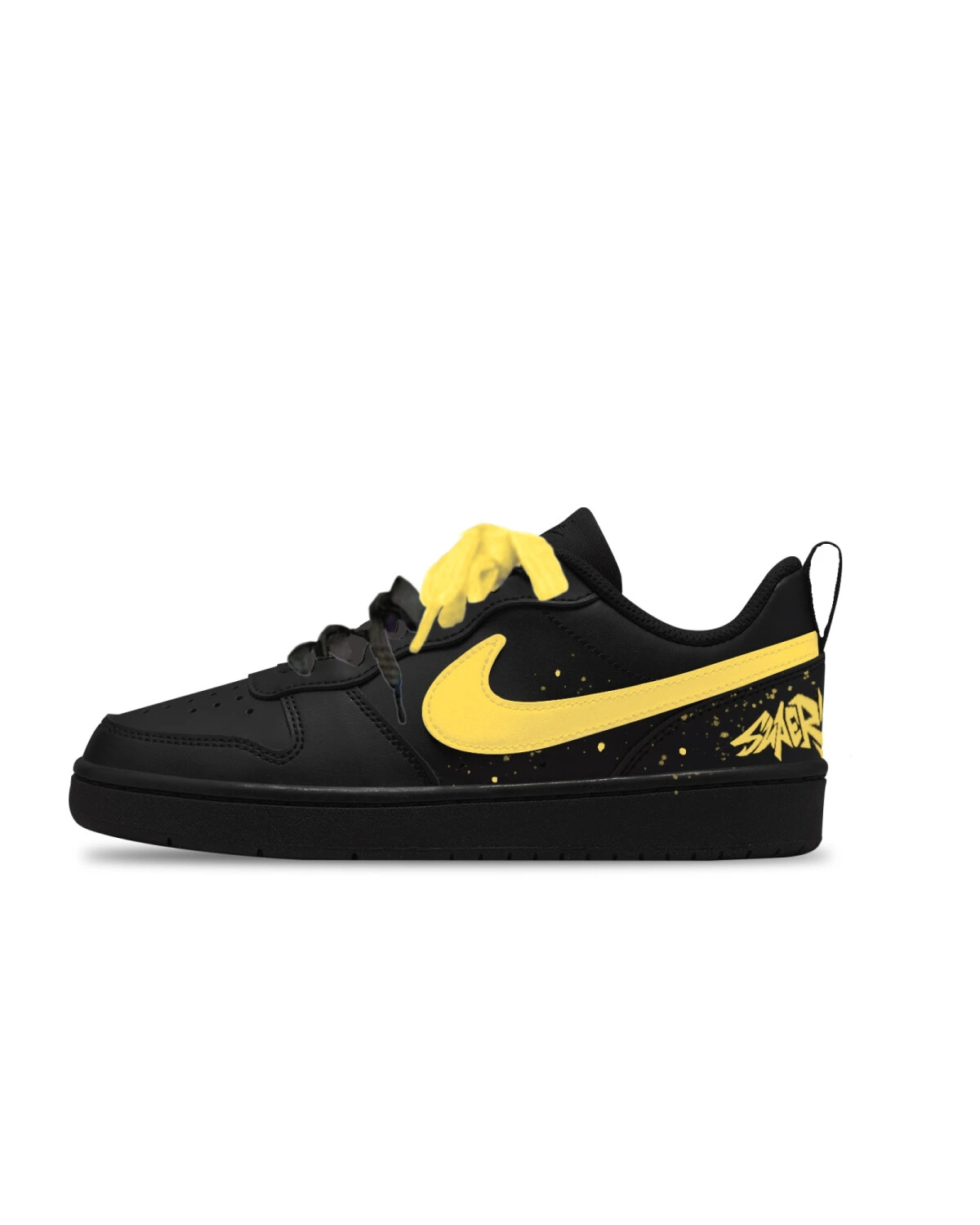 Nike Court Borough детские кеды желтые с эффектом брызг и синтетической отделкой картинка