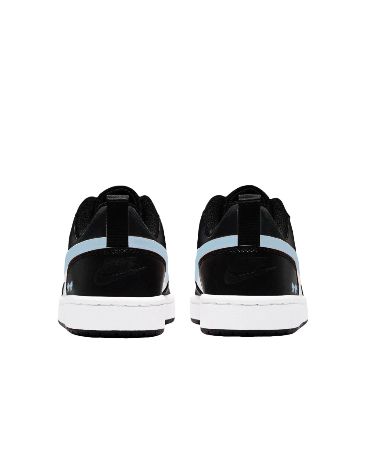 Nike Court Borough Low 2 детские кеды кожаные с синим бантиком картинка