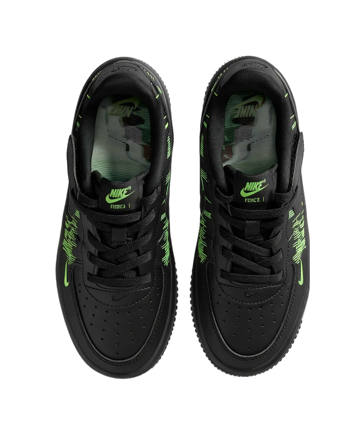 Nike Force 1 детские кроссовки кожаные с зеленым принтом картинка