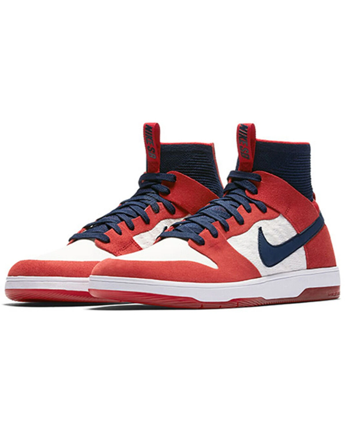 Nike Dunk SB Zoom Elite Unisex высокие кроссовки бело-красные с шнуровкой картинка