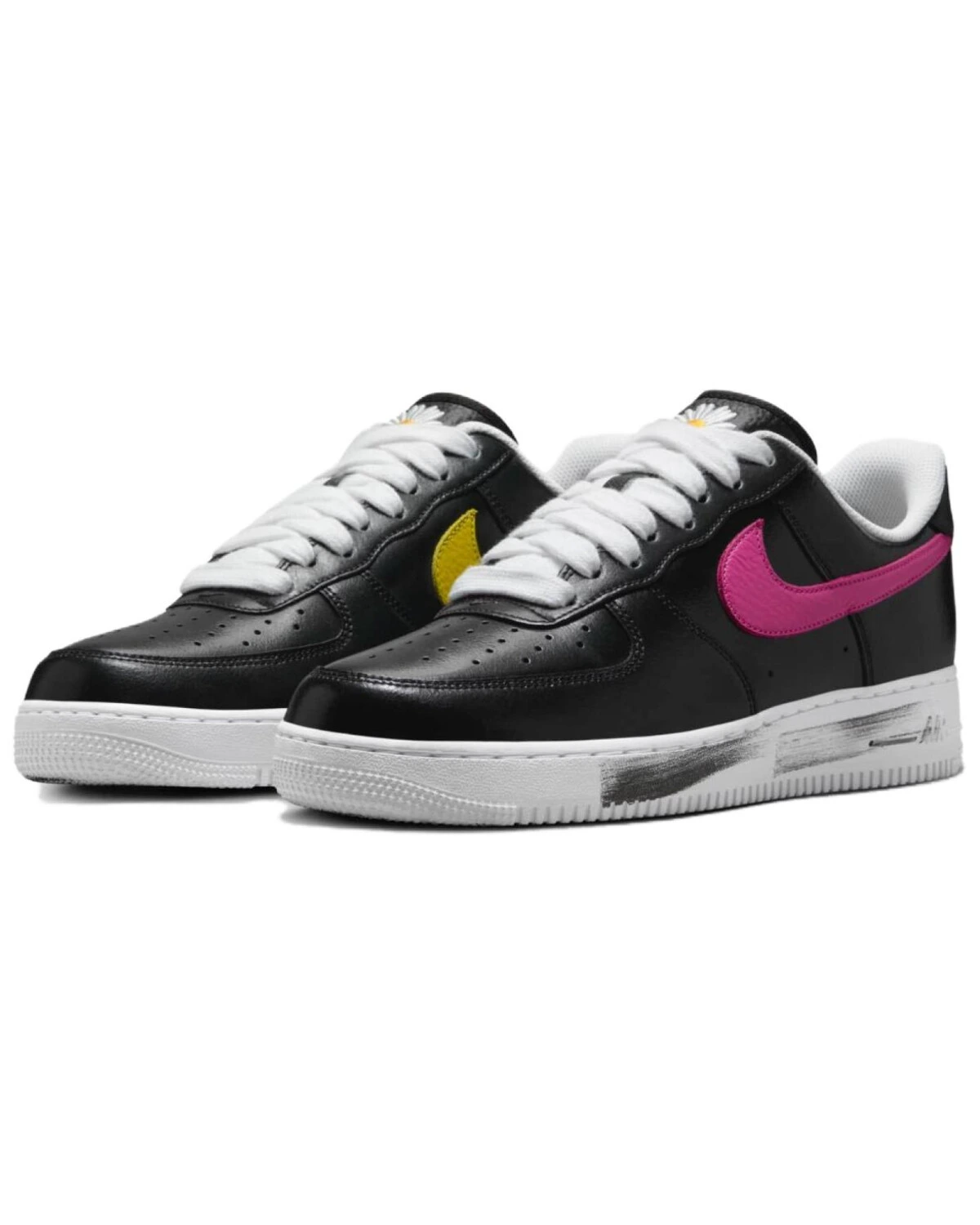 Nike Air Force 1 unisex кроссовки черно-зеленые с розовыми вставками картинка