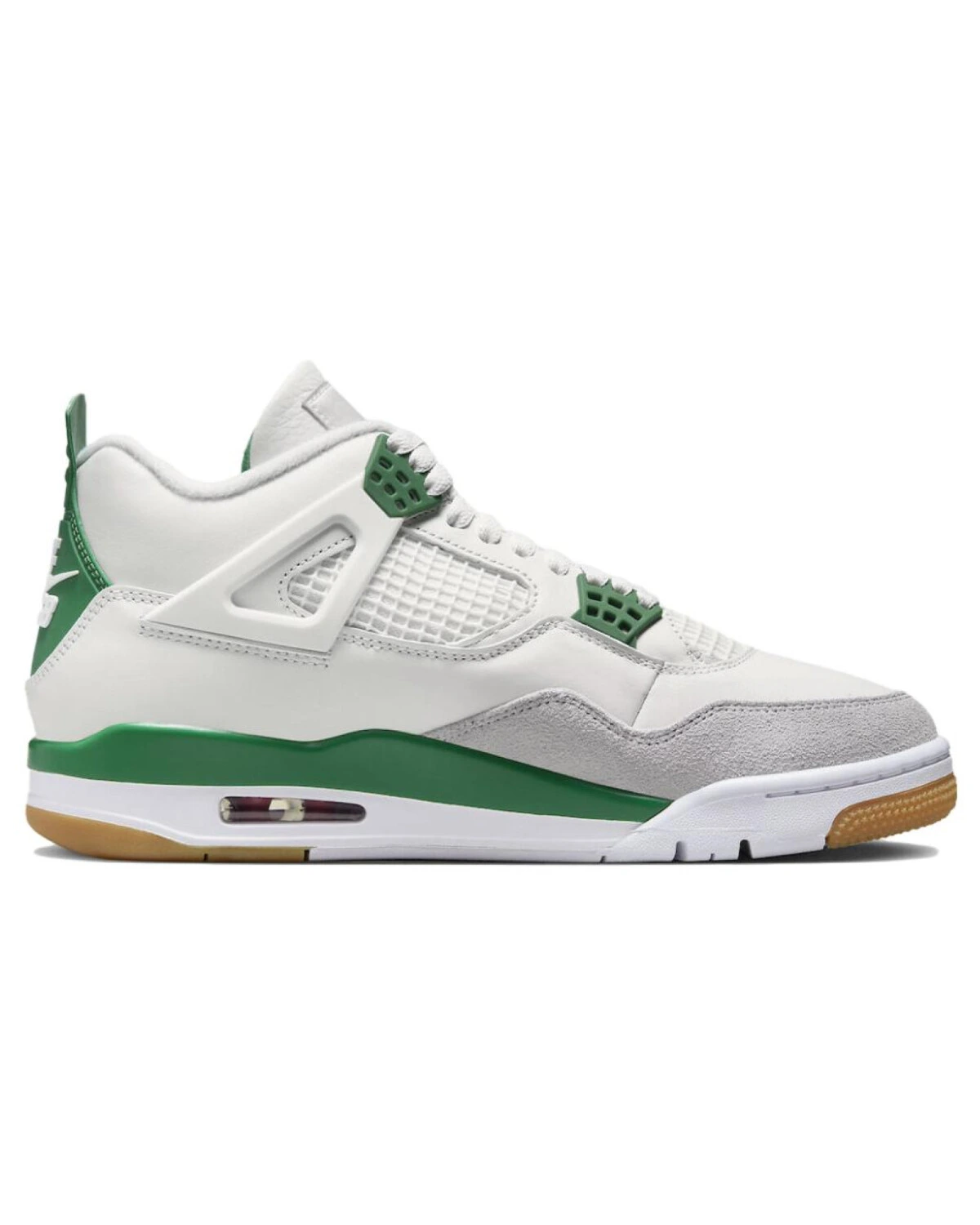 Jordan Air Jordan 4 MID унисекс кроссовки белые с зелёными вставками картинка