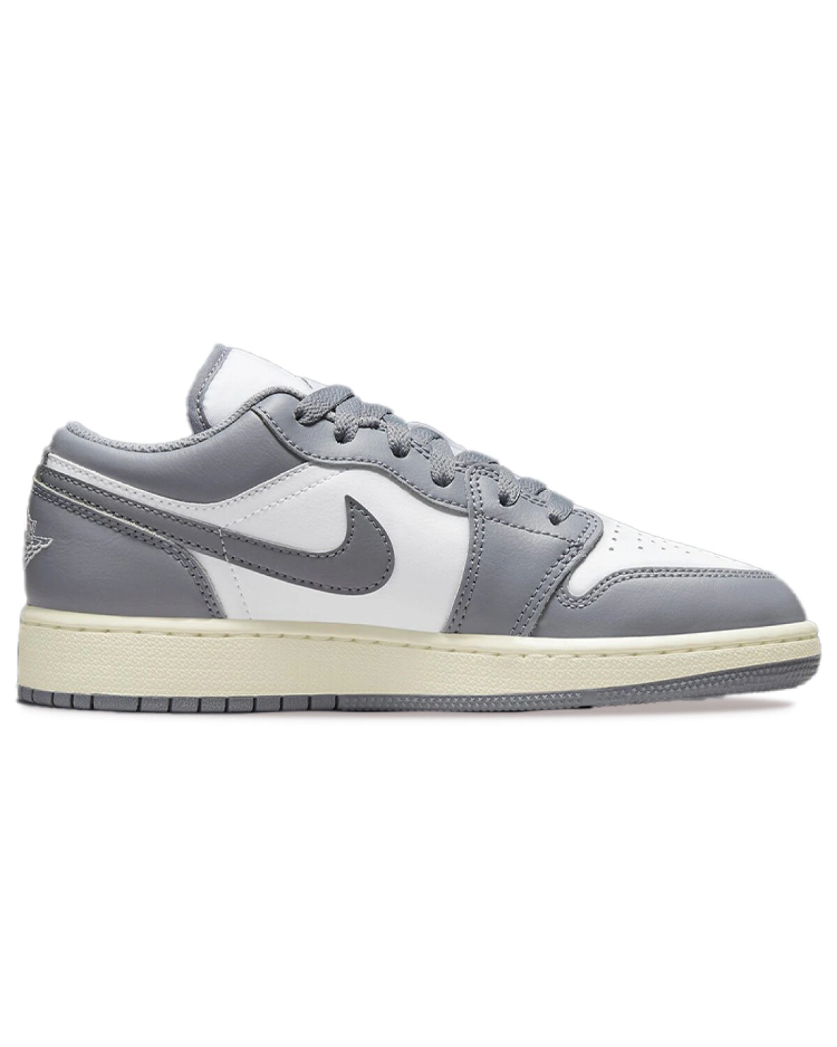 Jordan Air Jordan 1 детские кроссовки серо-белые кожаные картинка