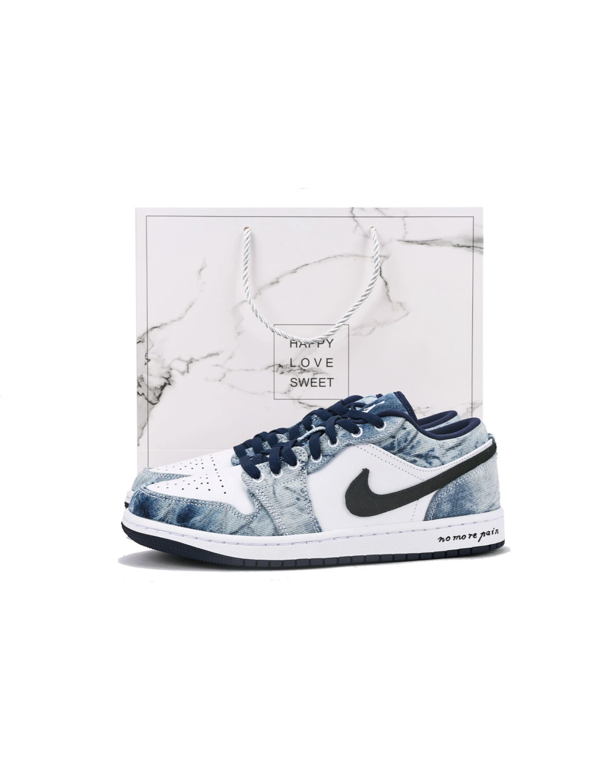Jordan Air Jordan 1 мужские кроссовки бело-синие ретро с антискользящей подошвой картинка