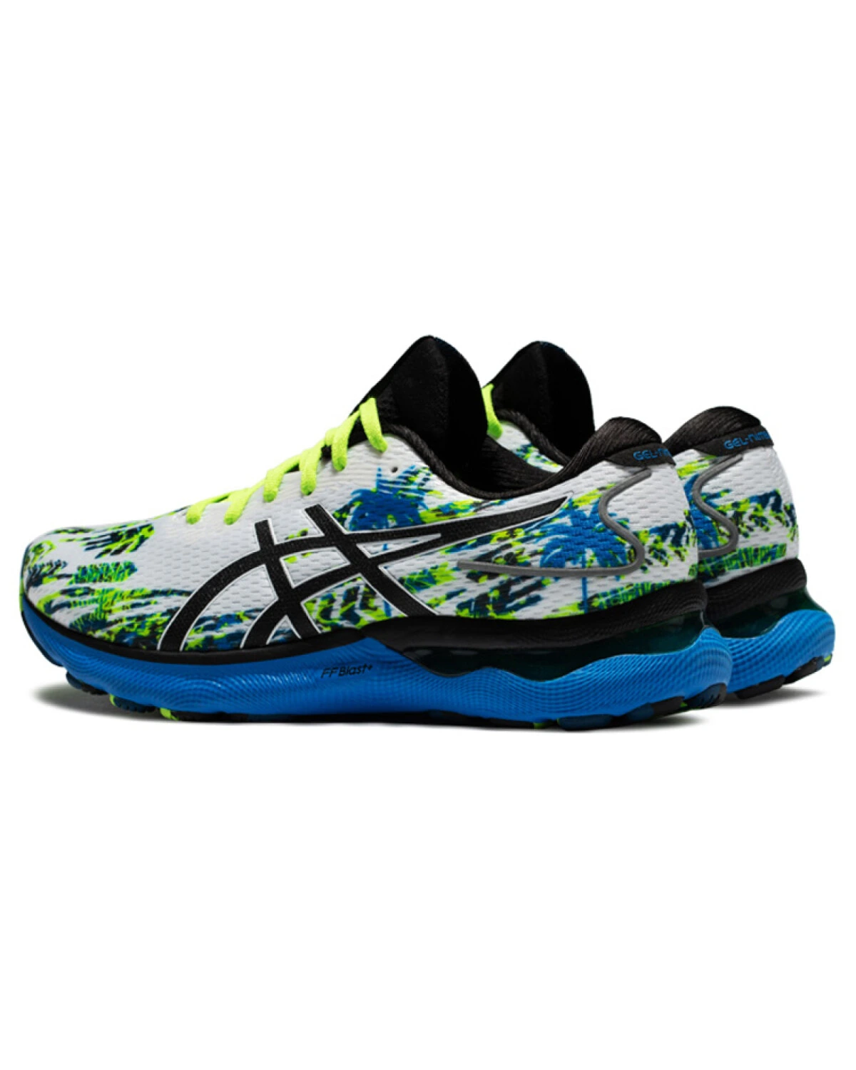 Asics GEL-Nimbus 24 мужские кроссовки для бега воздухопроницаемые бело-сине-зелёные картинка