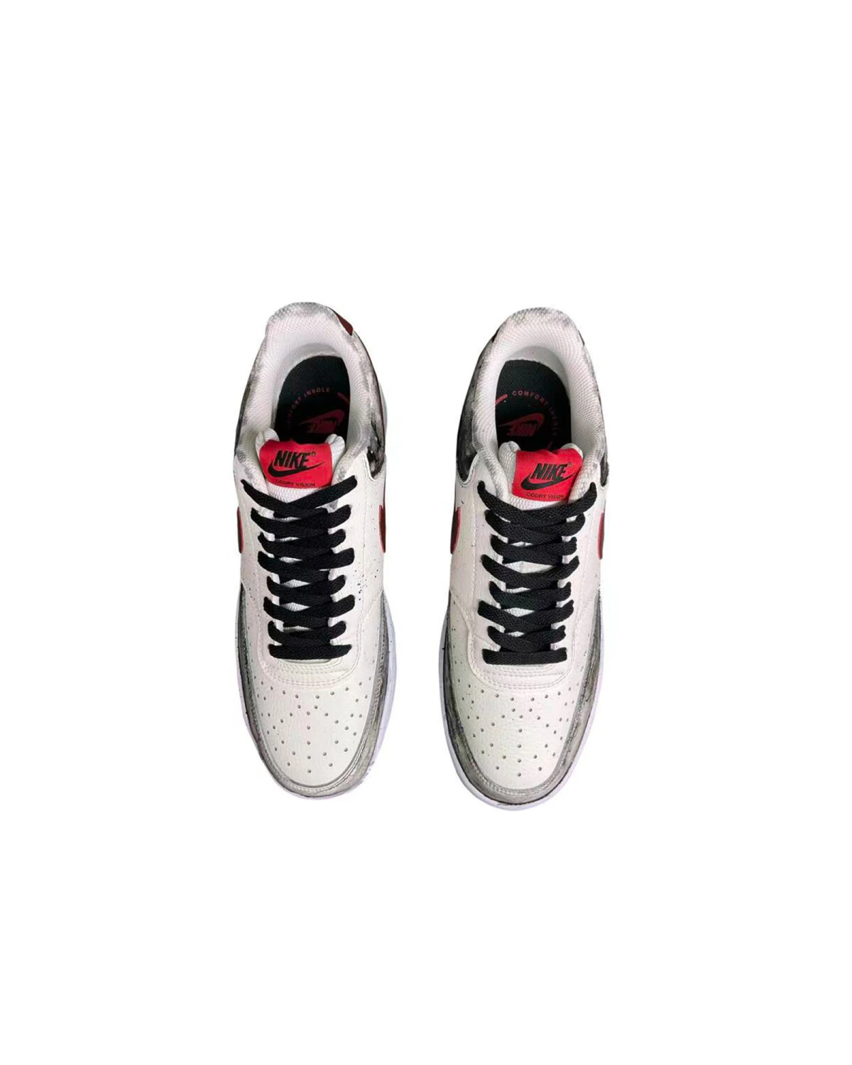 Nike Court Vision 1 мужские кроссовки бело-черные с принтом картинка