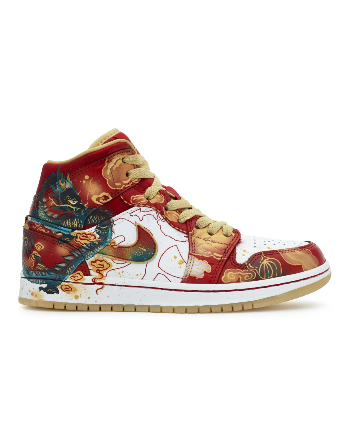 Jordan Air Jordan 1 мужские и женские кроссовки спортивные красно-белые с золотом картинка