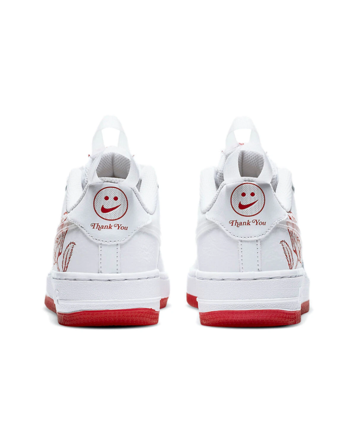 Nike Air Force 1 WILD LV8 детские кеды белые с красными деталями картинка