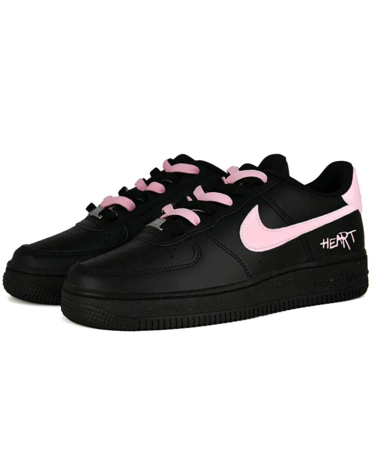 Nike Air Force 1 unisex кроссовки черные с розовыми деталями картинка