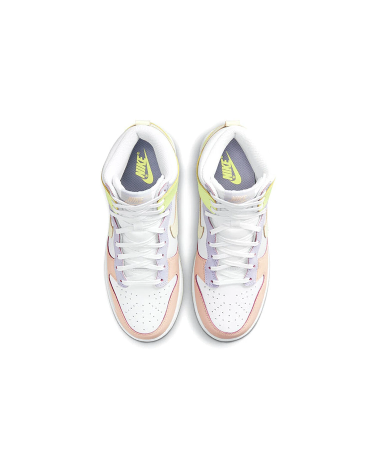 Nike Dunk High "Cashmere" женские кроссовки высокие бело-розово-желтые картинка