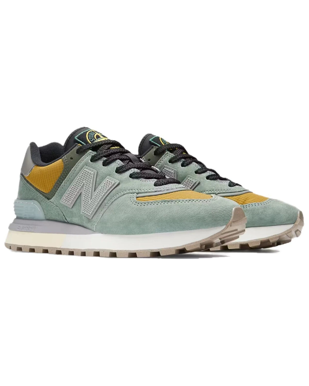 New Balance 574 унисекс кроссовки беговые светло-зеленые с желтыми вставками картинка
