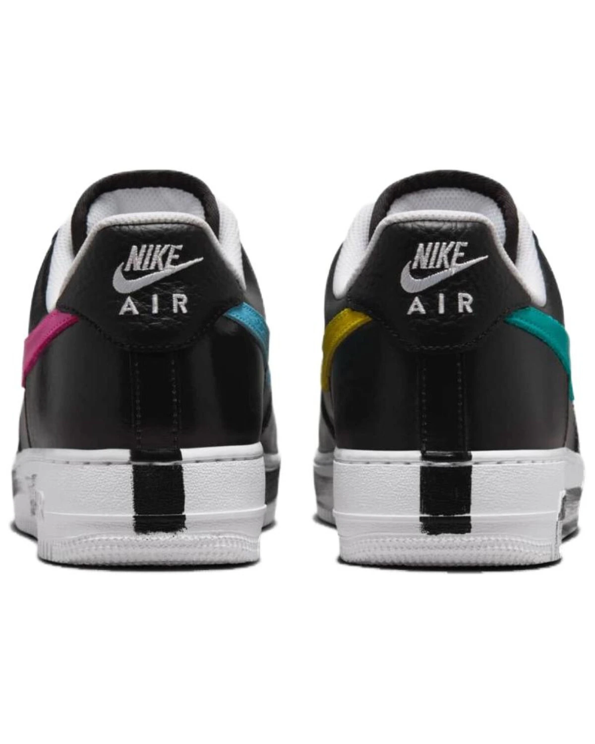 Nike Air Force 1 unisex кроссовки черно-зеленые с розовыми вставками картинка