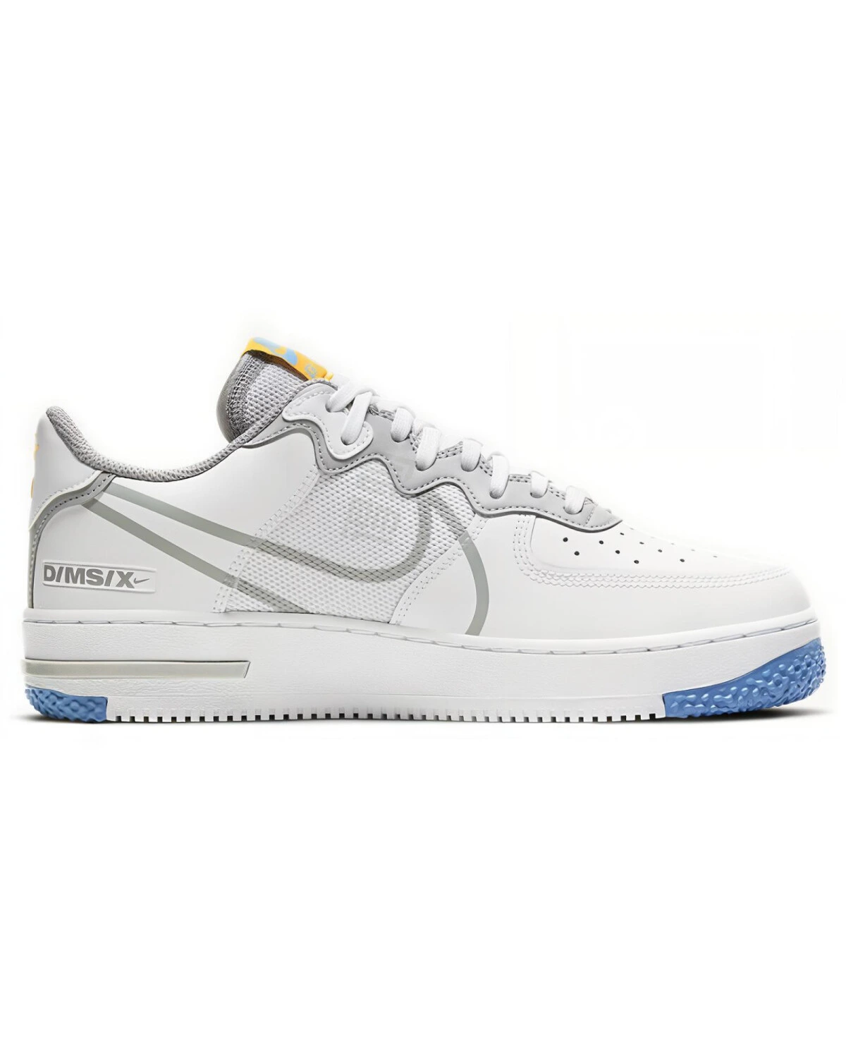 Nike Air Force 1 React унисекс кроссовки белые с голубыми вставками картинка
