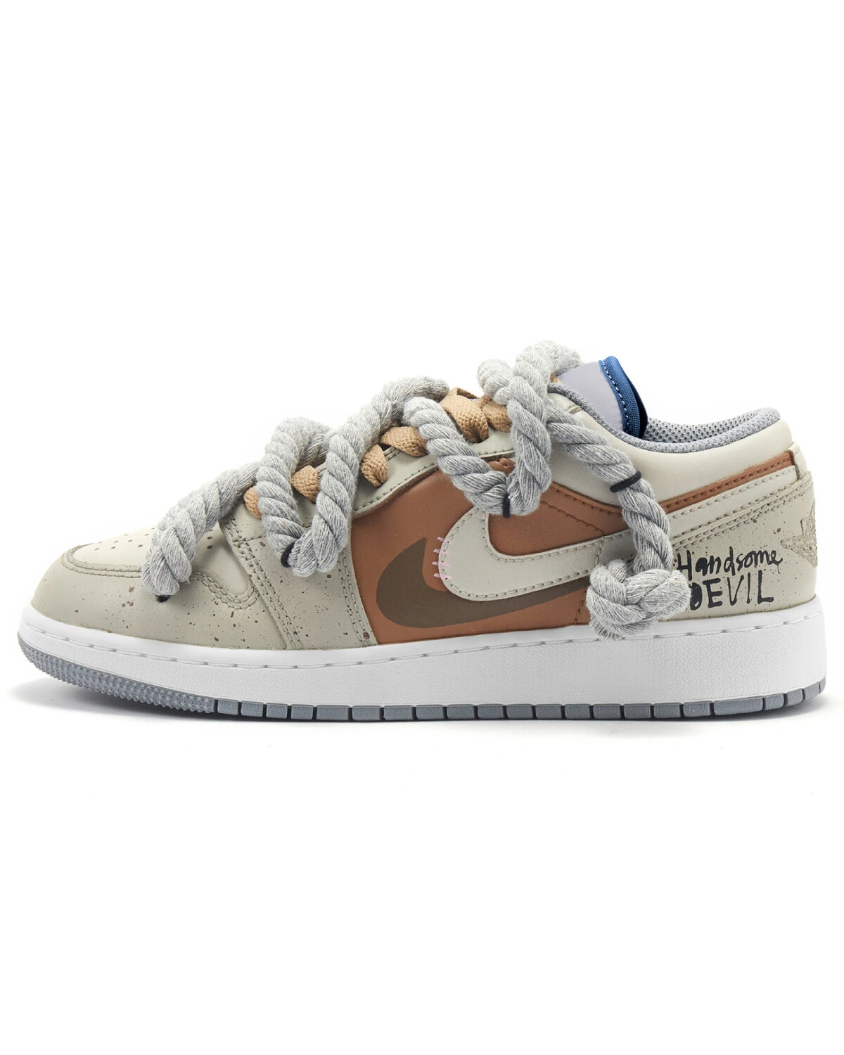 Jordan Air Jordan 1 мужские кроссовки серо-коричневые кожаные картинка