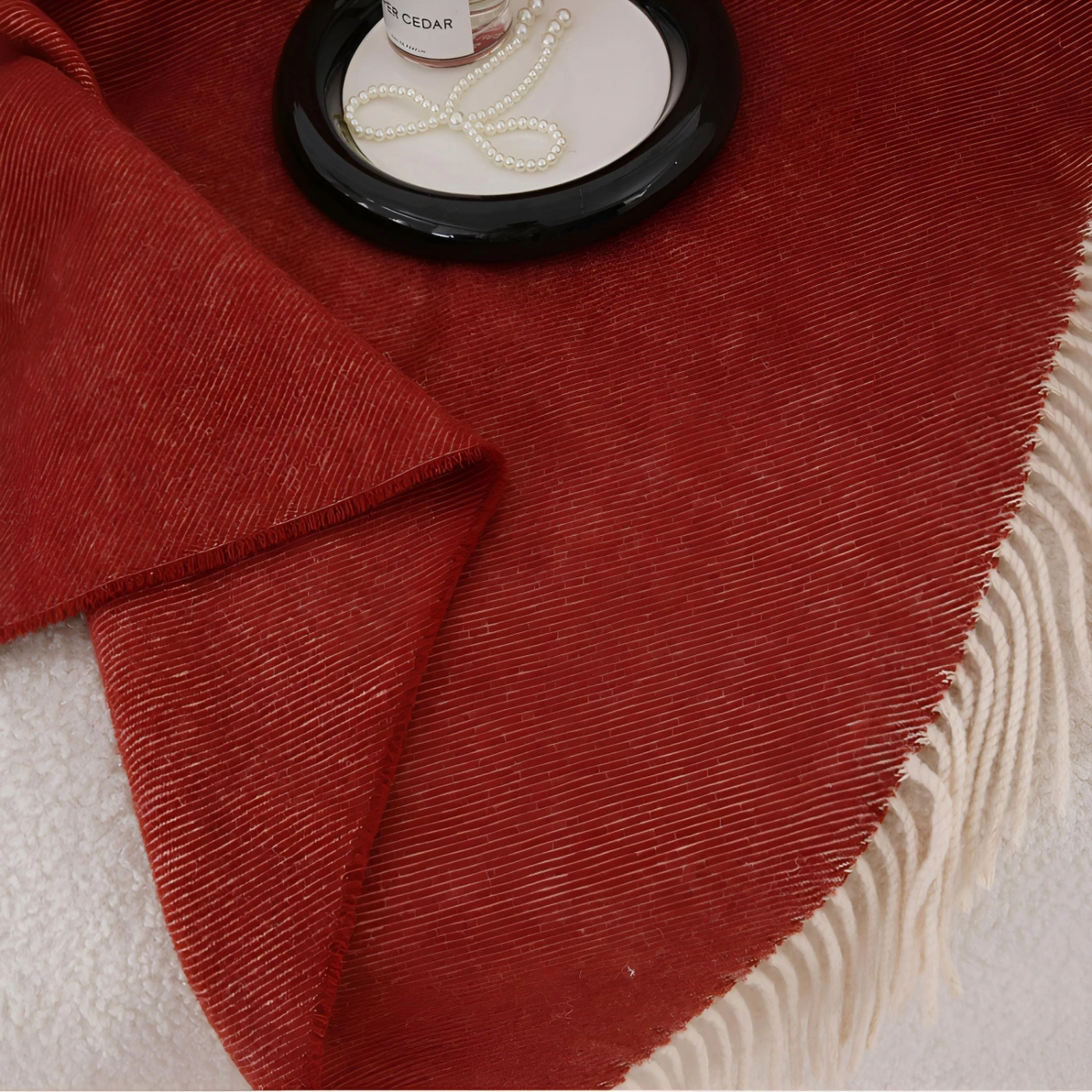 Шерстяной плед из 100% чистой шерсти (Красный) картинка