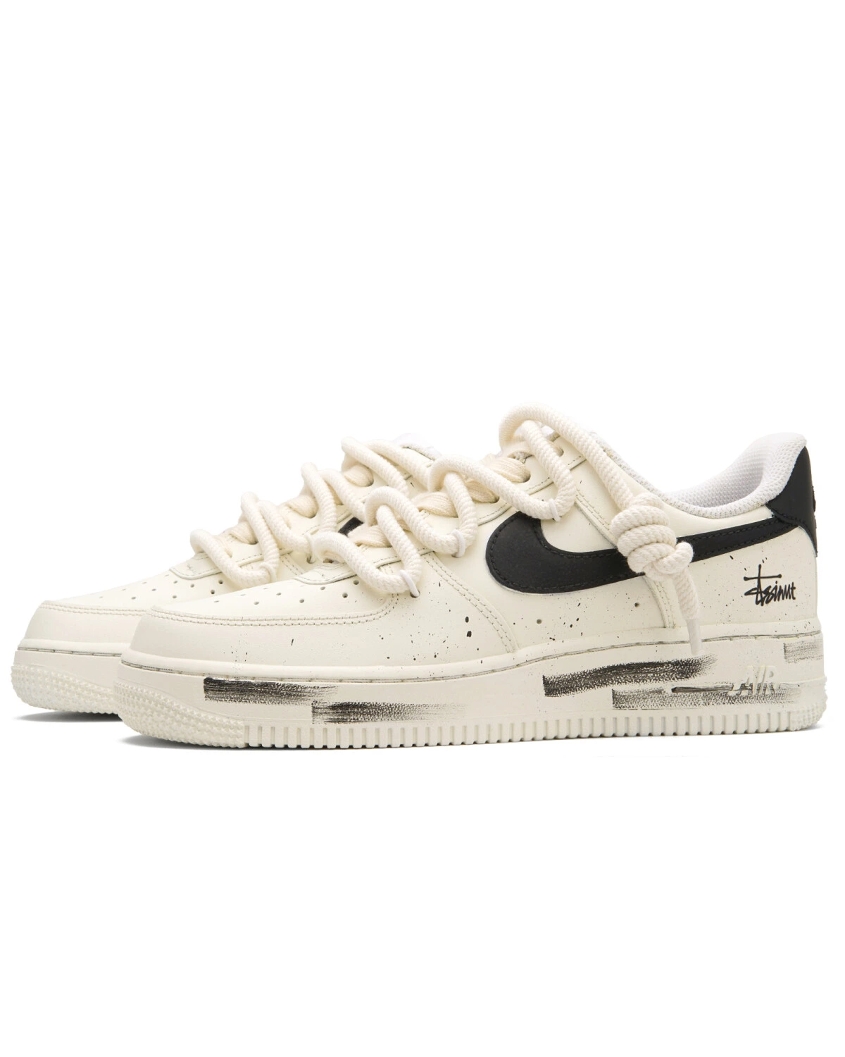 Nike Air Force 1 "Abstract ink wasteland" unisex кроссовки бело-черные с арт-принтом картинка