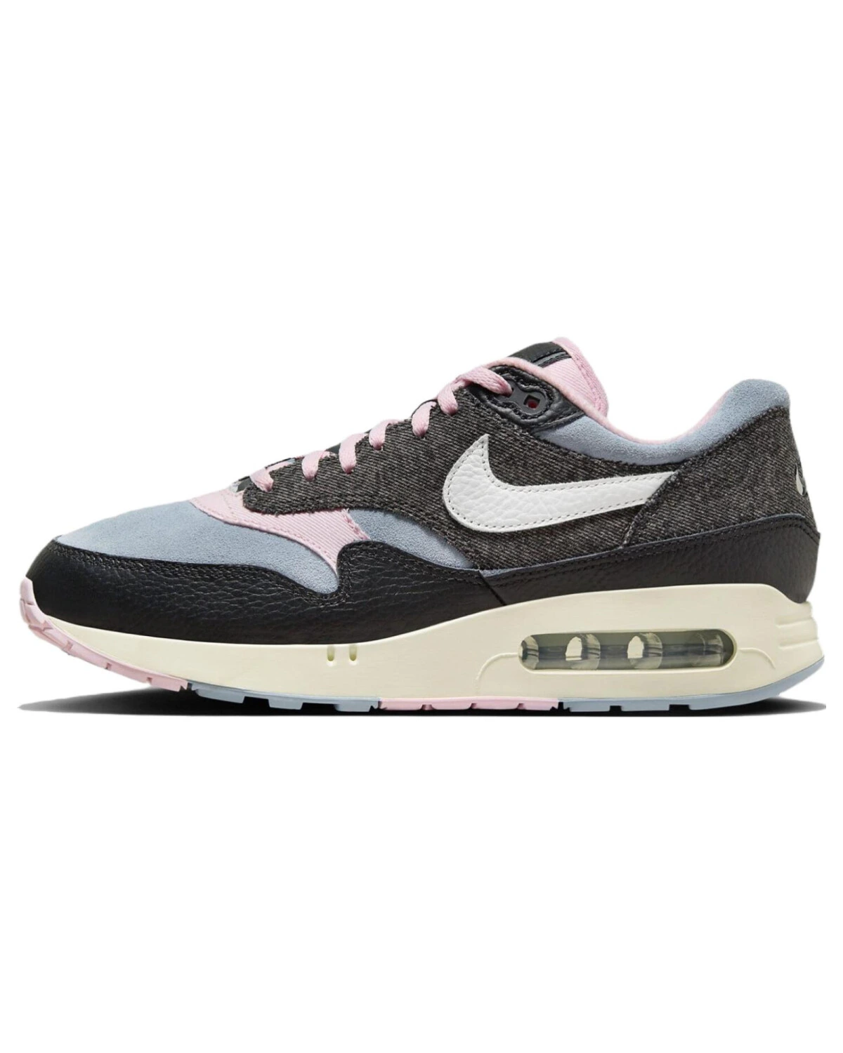 Nike Air Max 1 унисекс кроссовки замшевые черно-сине-розовые картинка