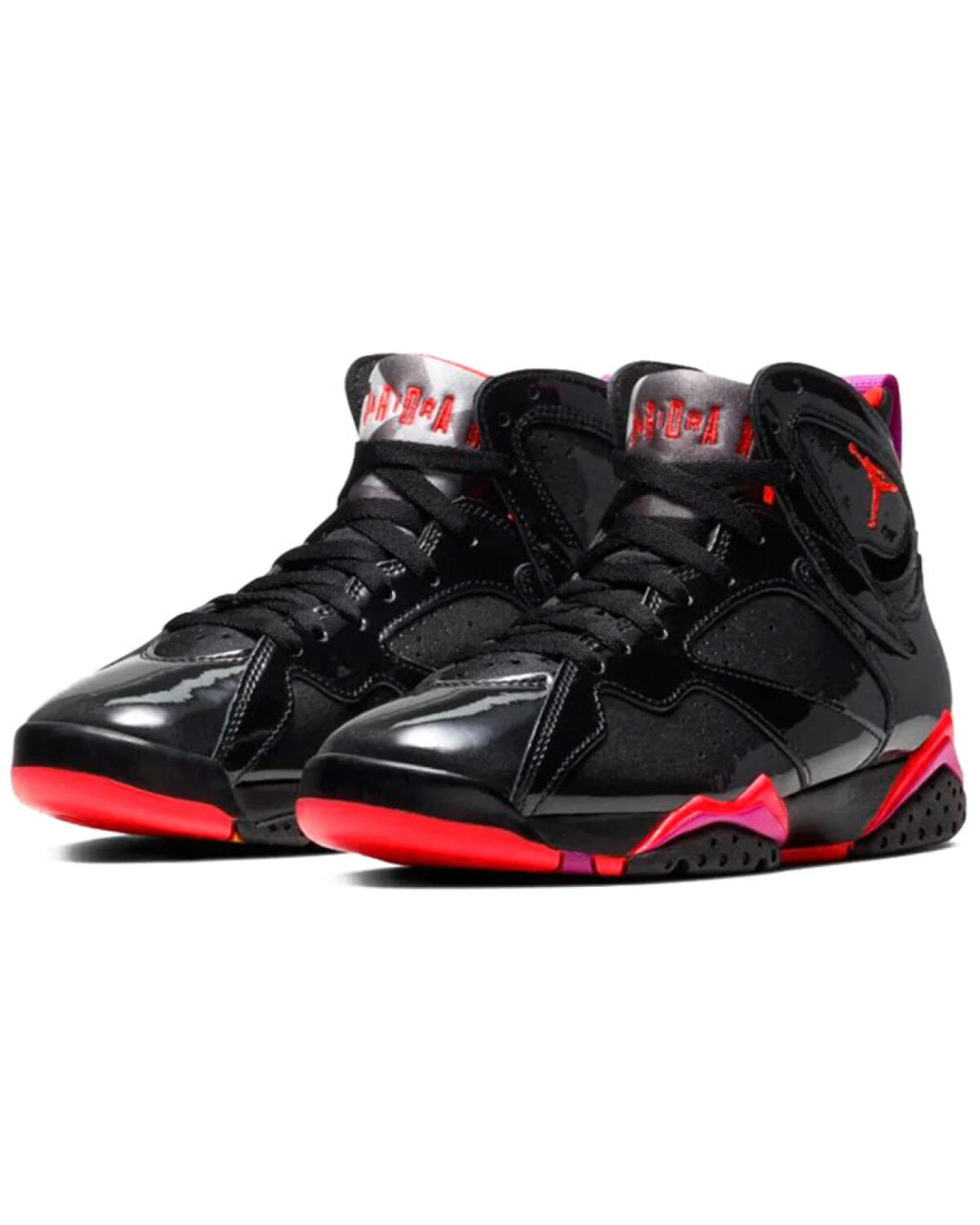 Jordan Air Jordan 7 женские высокие кроссовки чёрные с красными деталями картинка