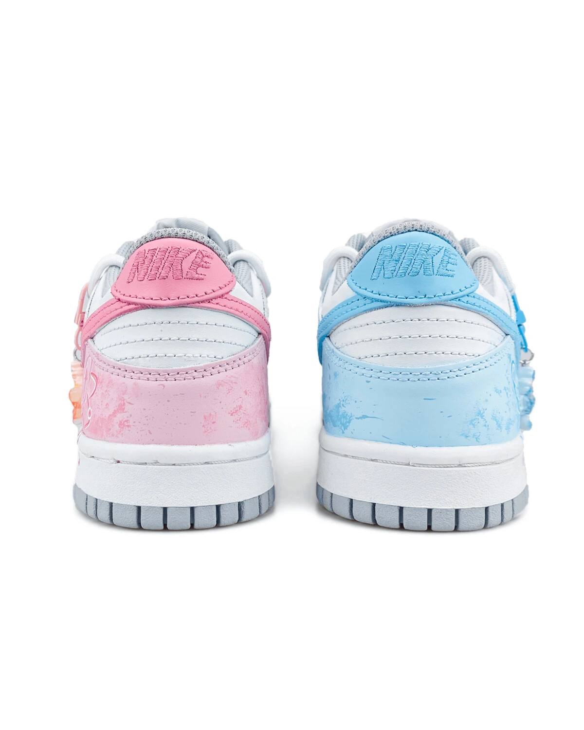 Nike Dunk CNY женские кроссовки с ручной росписью бело-голубые картинка