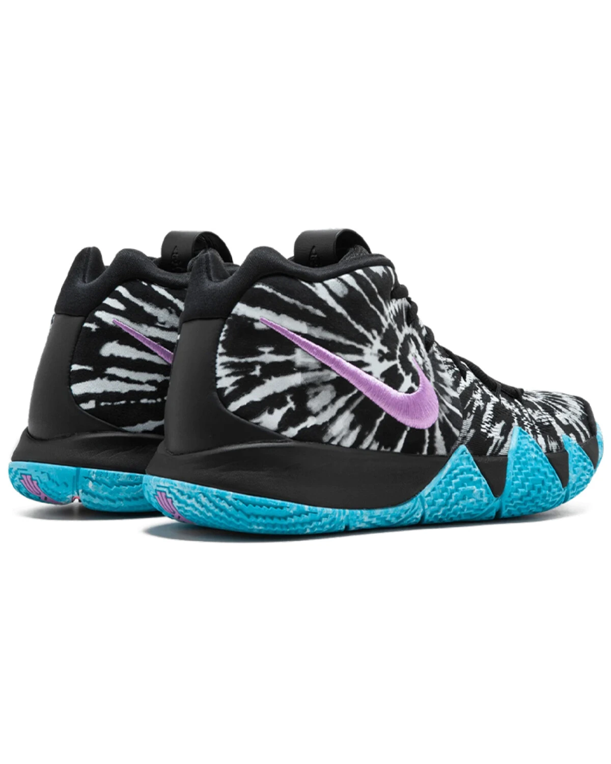 Nike Kyrie 4 унисекс высокие кроссовки чёрные с синими вставками картинка