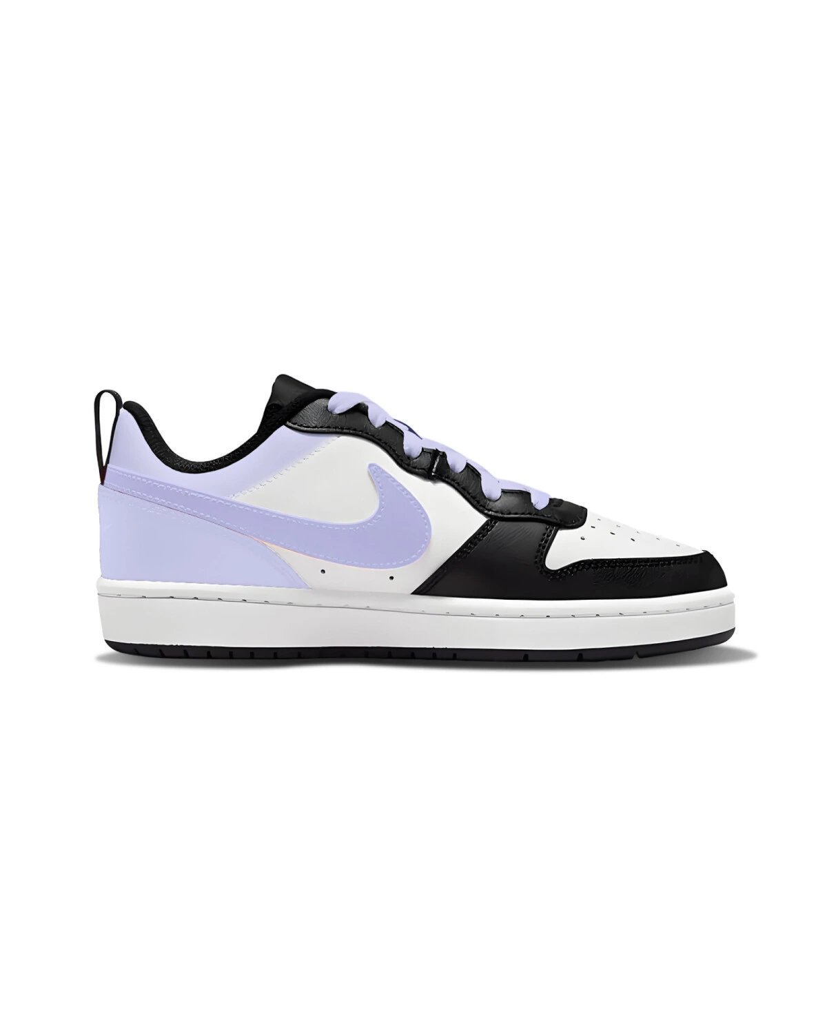 Nike Court Borough детские кроссовки кожаные черно-фиолетовые картинка