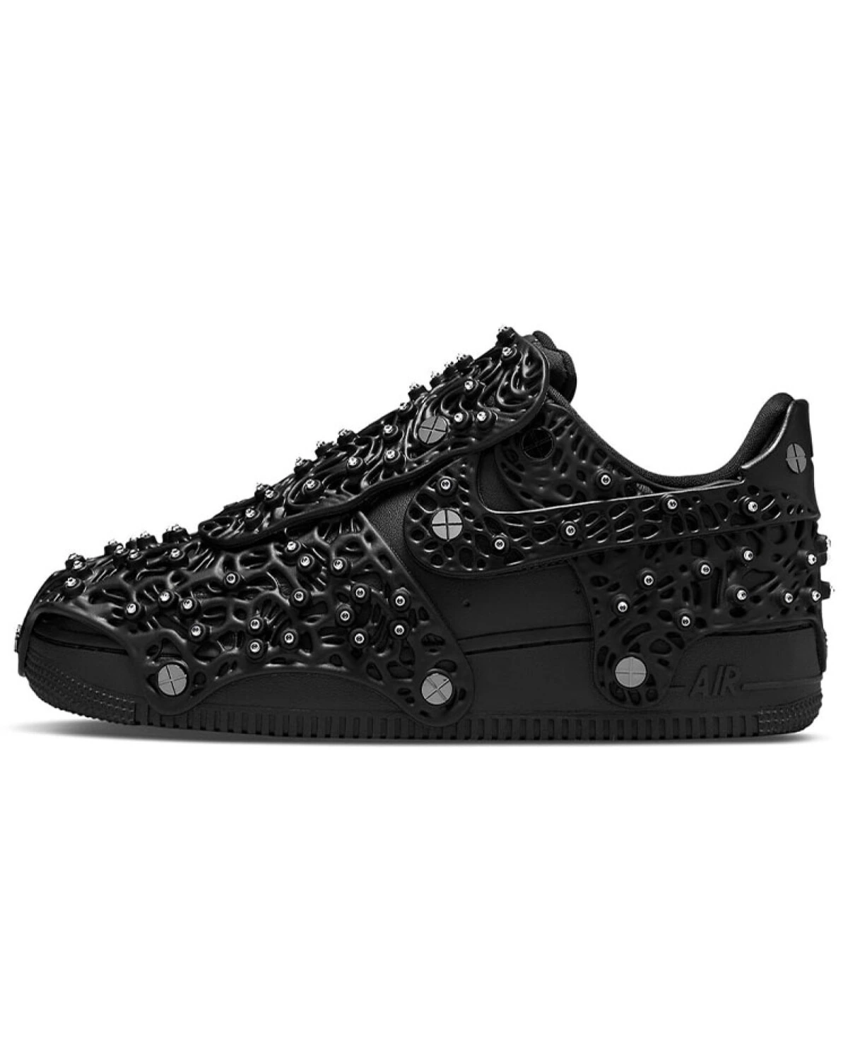 Nike Air Force 1 женские кроссовки из натуральной кожи чёрные картинка