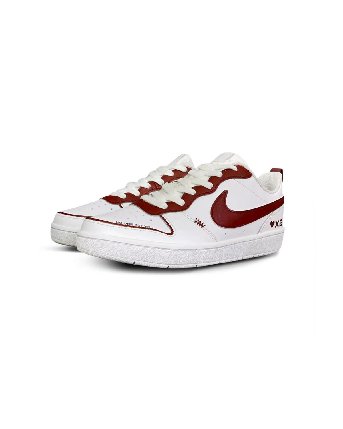 Nike Court Borough детские кеды кожаные красные с амортизацией картинка