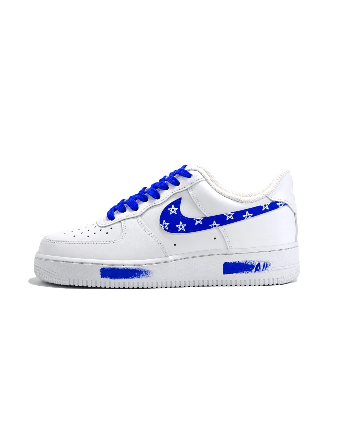 Nike Air Force 1 Unisex кроссовки сине-белые с пятиконечной звездой картинка