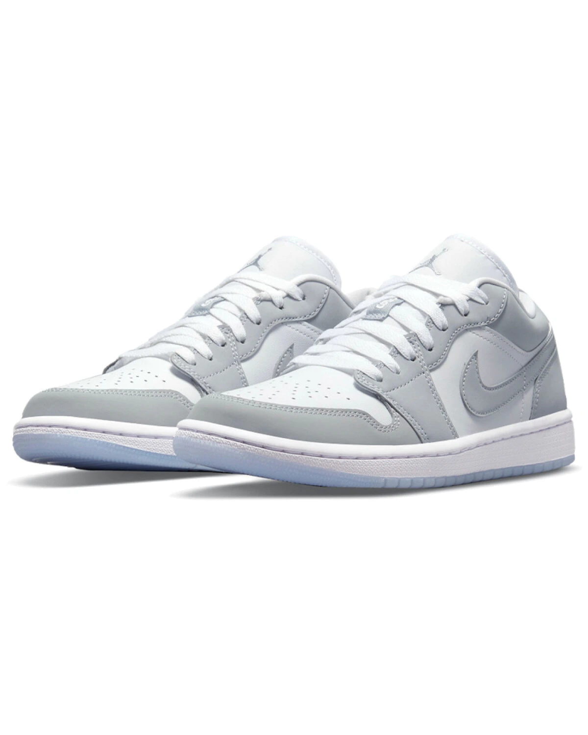 Jordan Air Jordan 1 женские кроссовки серо-белые из кожи на шнуровке картинка