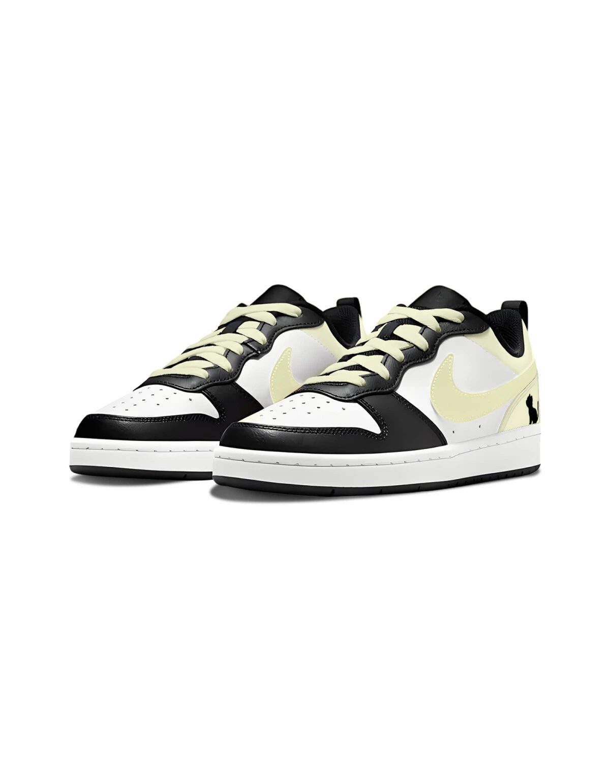 Nike Court Borough Low 2 детские кроссовки кожаные черно-желтые с амортизацией картинка