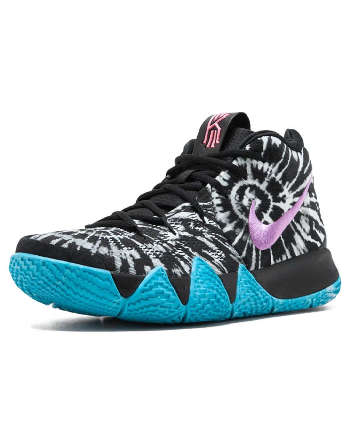 Nike Kyrie 4 унисекс высокие кроссовки чёрные с синими вставками картинка