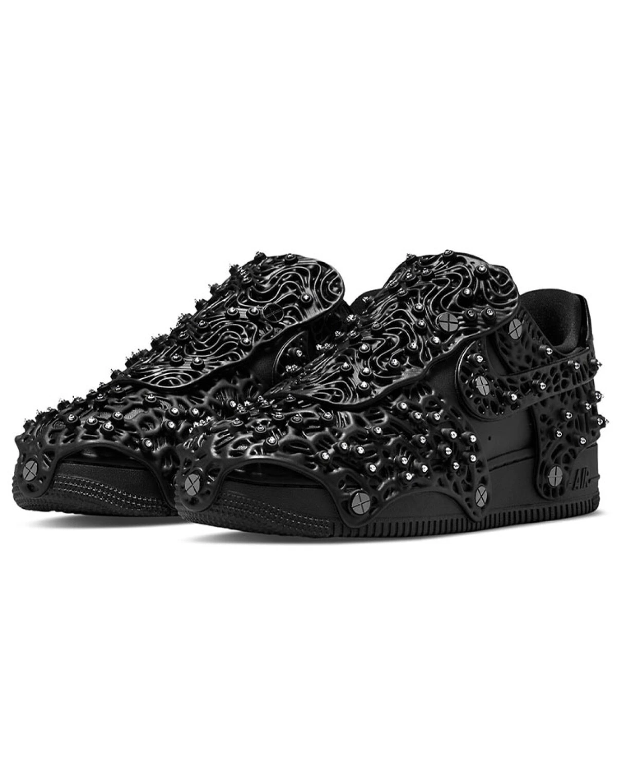 Nike Air Force 1 женские кроссовки из натуральной кожи чёрные картинка