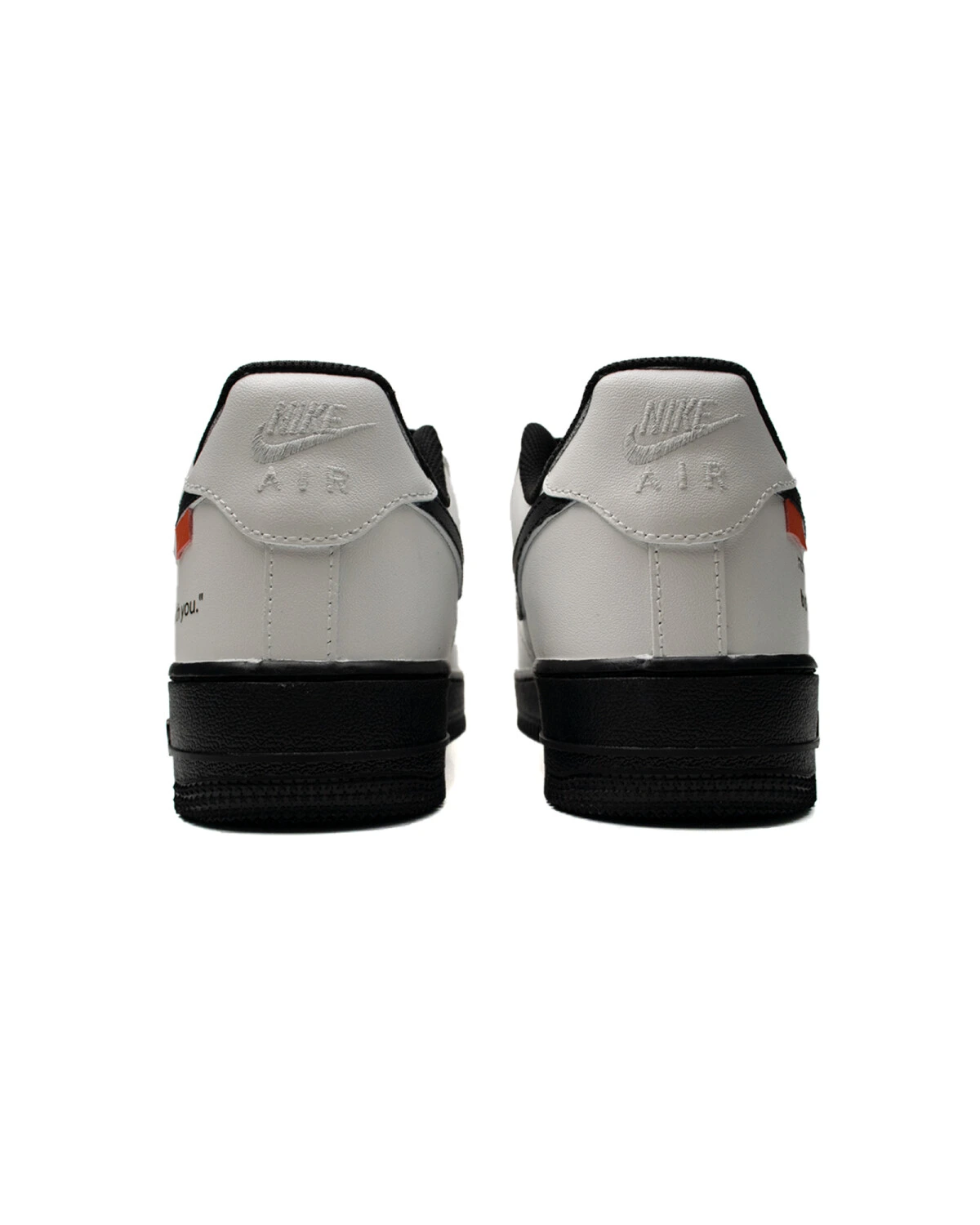 Nike Air Force 1 унисекс кроссовки противоскользящие черно-белые с оранжевым картинка