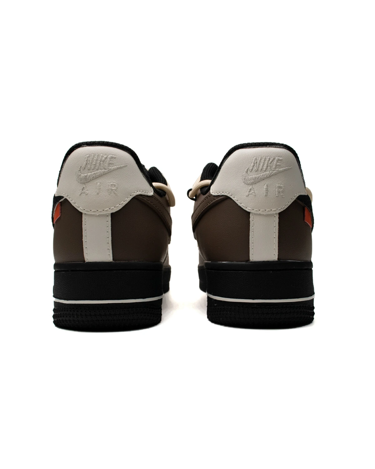 Nike Air Force 1 unisex кроссовки черно-белые с коричневым картинка