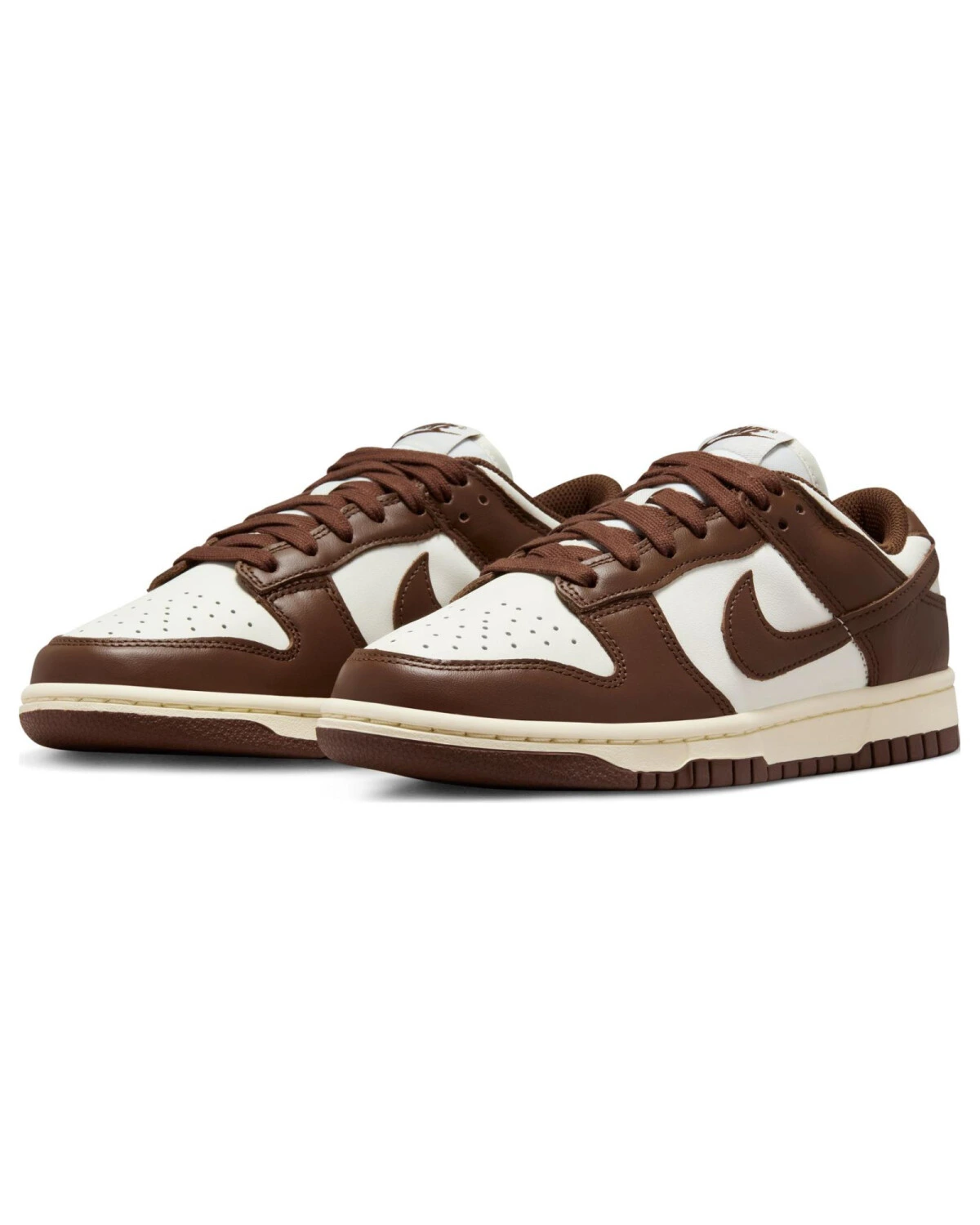 Nike Dunk женские кроссовки коричнево-белые на шнуровке картинка
