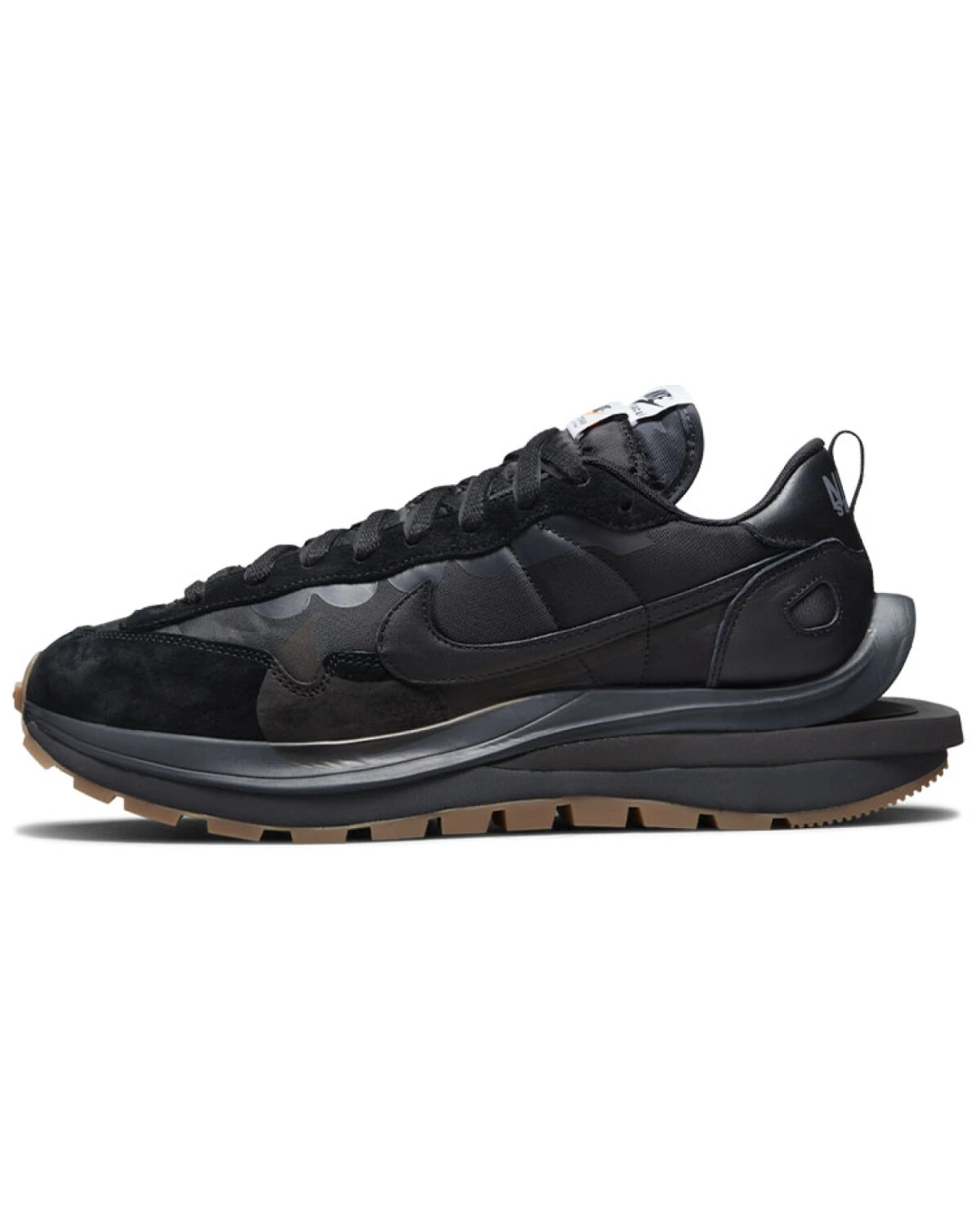 Sacai x Nike VaporWaffle unisex кроссовки черные с резиновой подошвой картинка