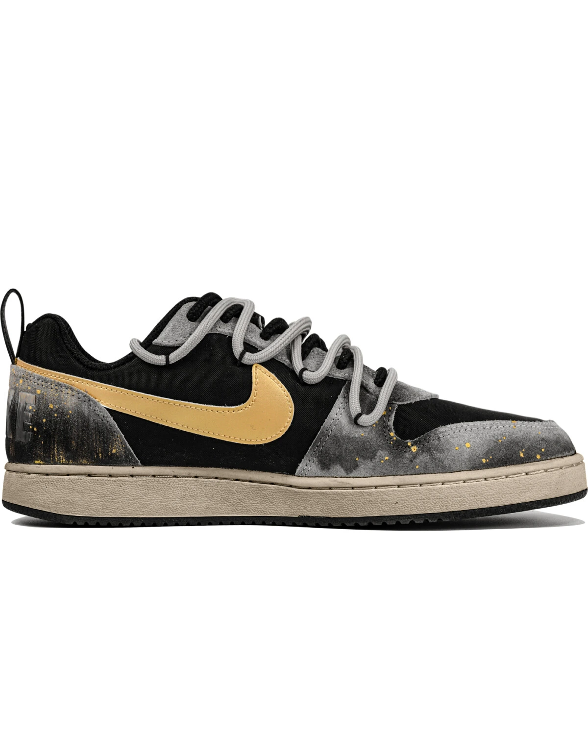 Nike Court Borough LOW мужские кеды черно-золотые ретро картинка