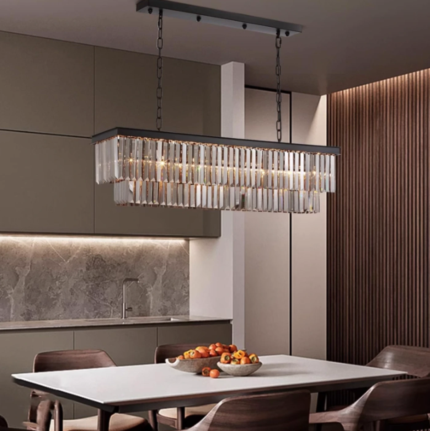 Линейная хрустальная люстра картинка