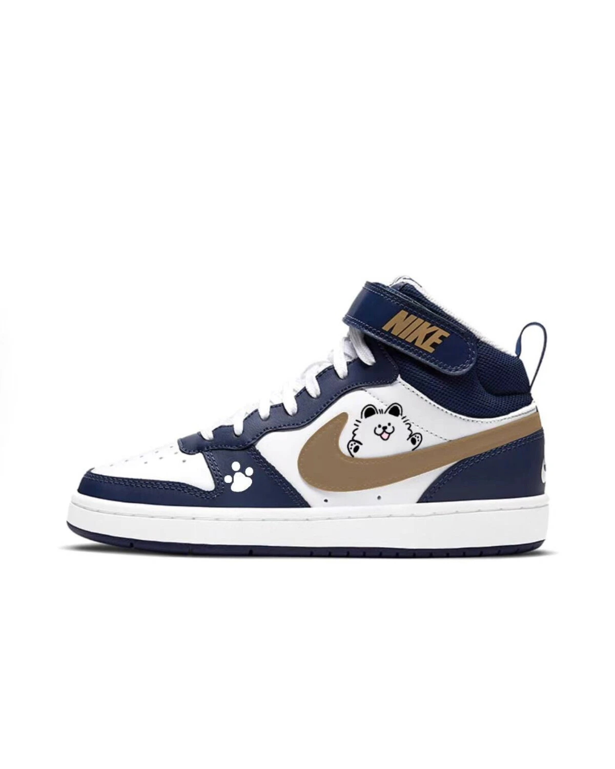 Nike Court Borough детские высокие кроссовки синие из искусственной кожи картинка