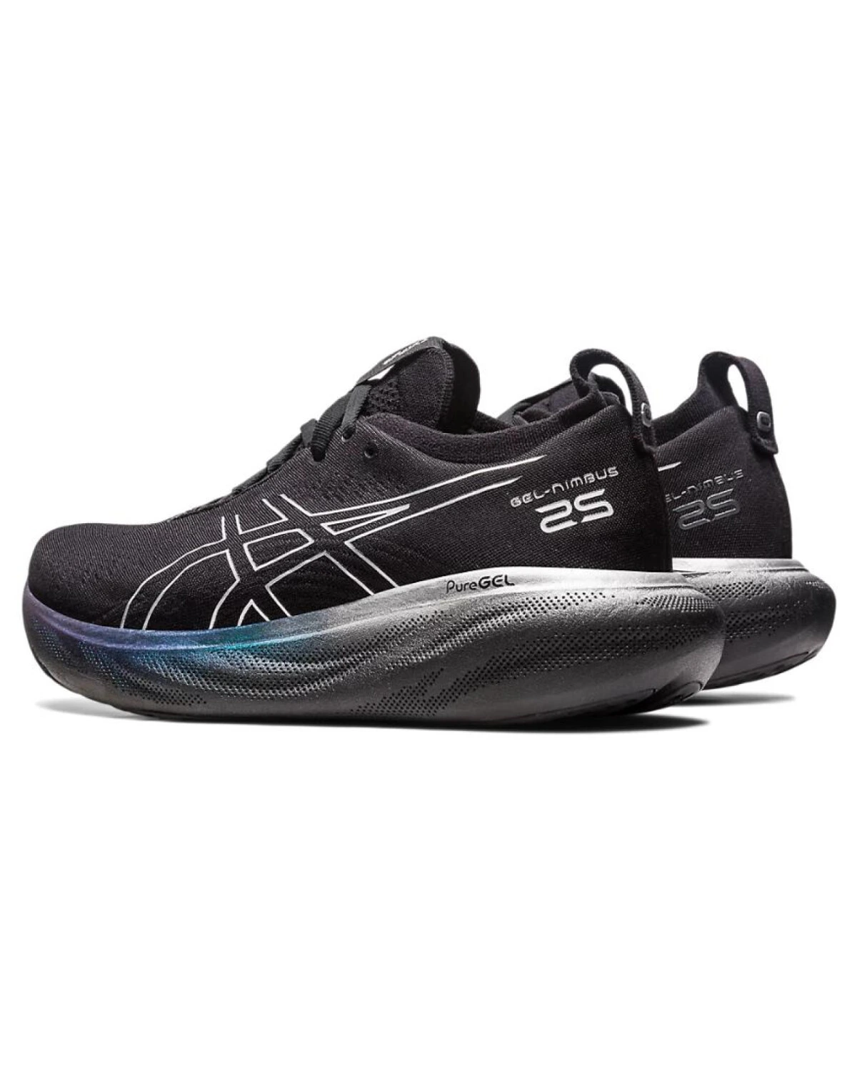Asics GEL-Nimbus 25 женские спортивные кроссовки черно-синие с амортизацией картинка