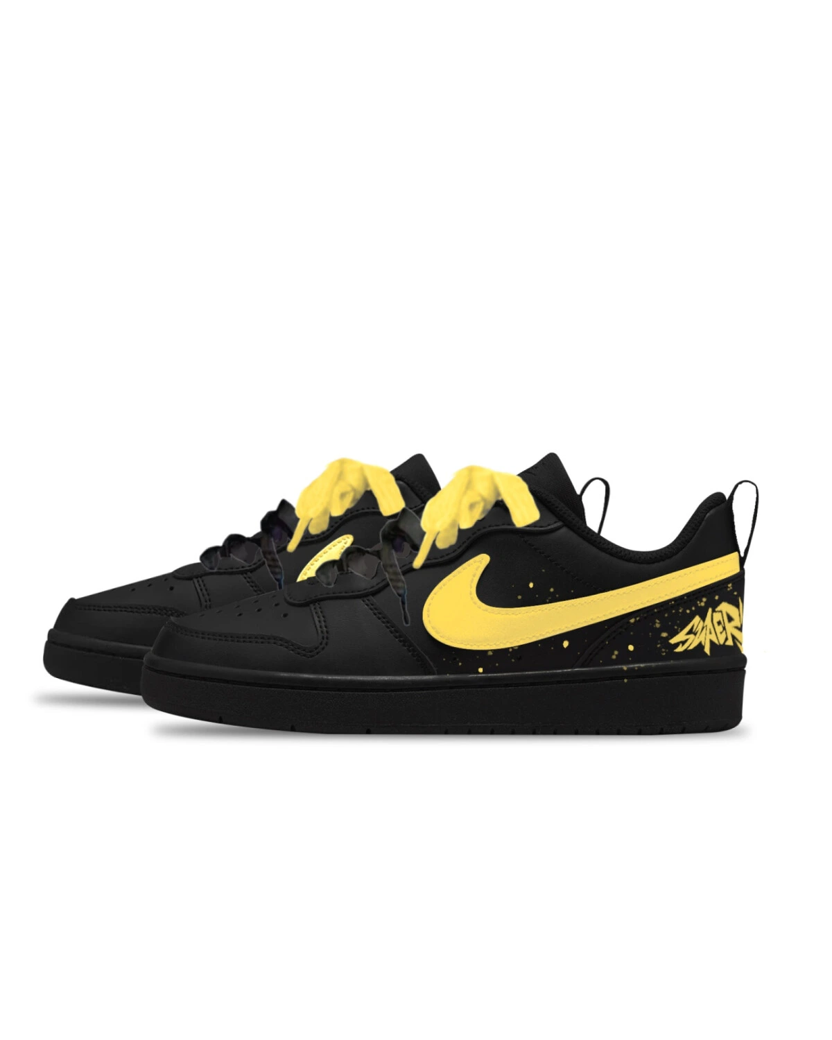 Nike Court Borough детские кеды желтые с эффектом брызг и синтетической отделкой картинка